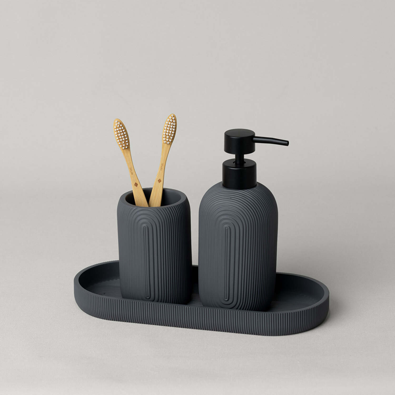 Linens Lızzy 7,6X17,5 cm Sıvı Sabunluk Antrasit