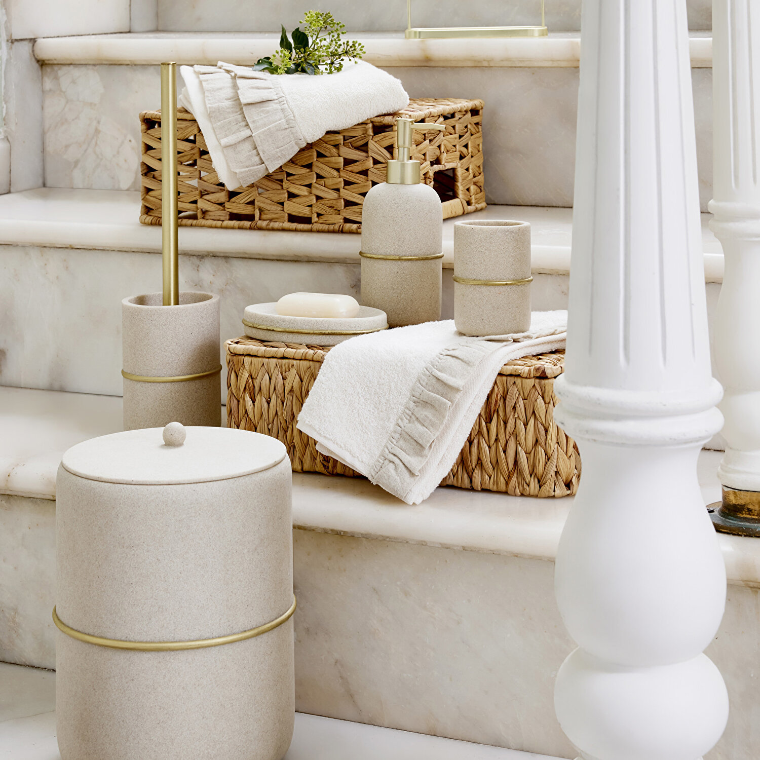 Linens Ruffle Bambu 50X85 cm Yüz Havlusu Ekru