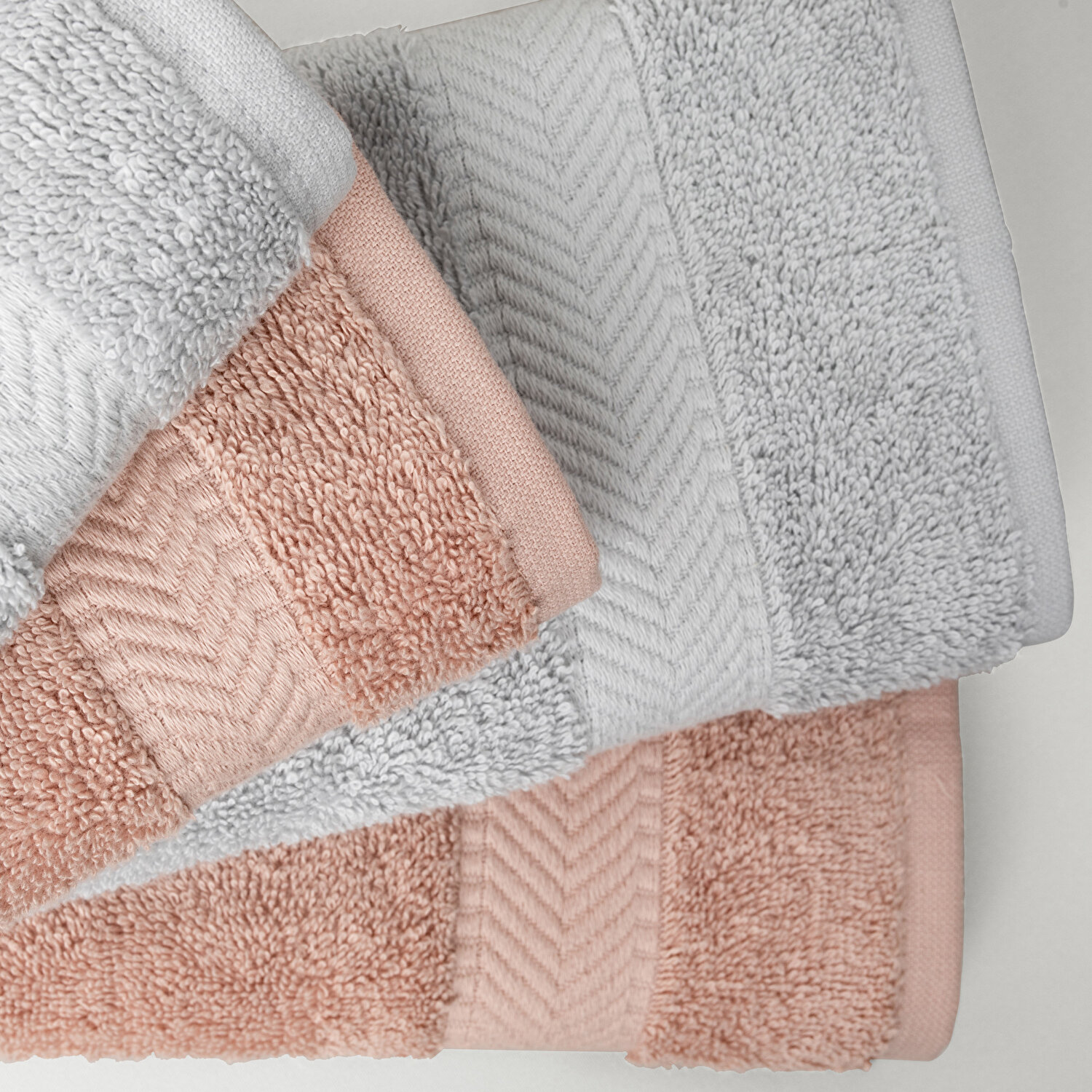 Linens Vita 4'lü Pamuk El havlusu Seti 33x33 Cm Rose/Vizon