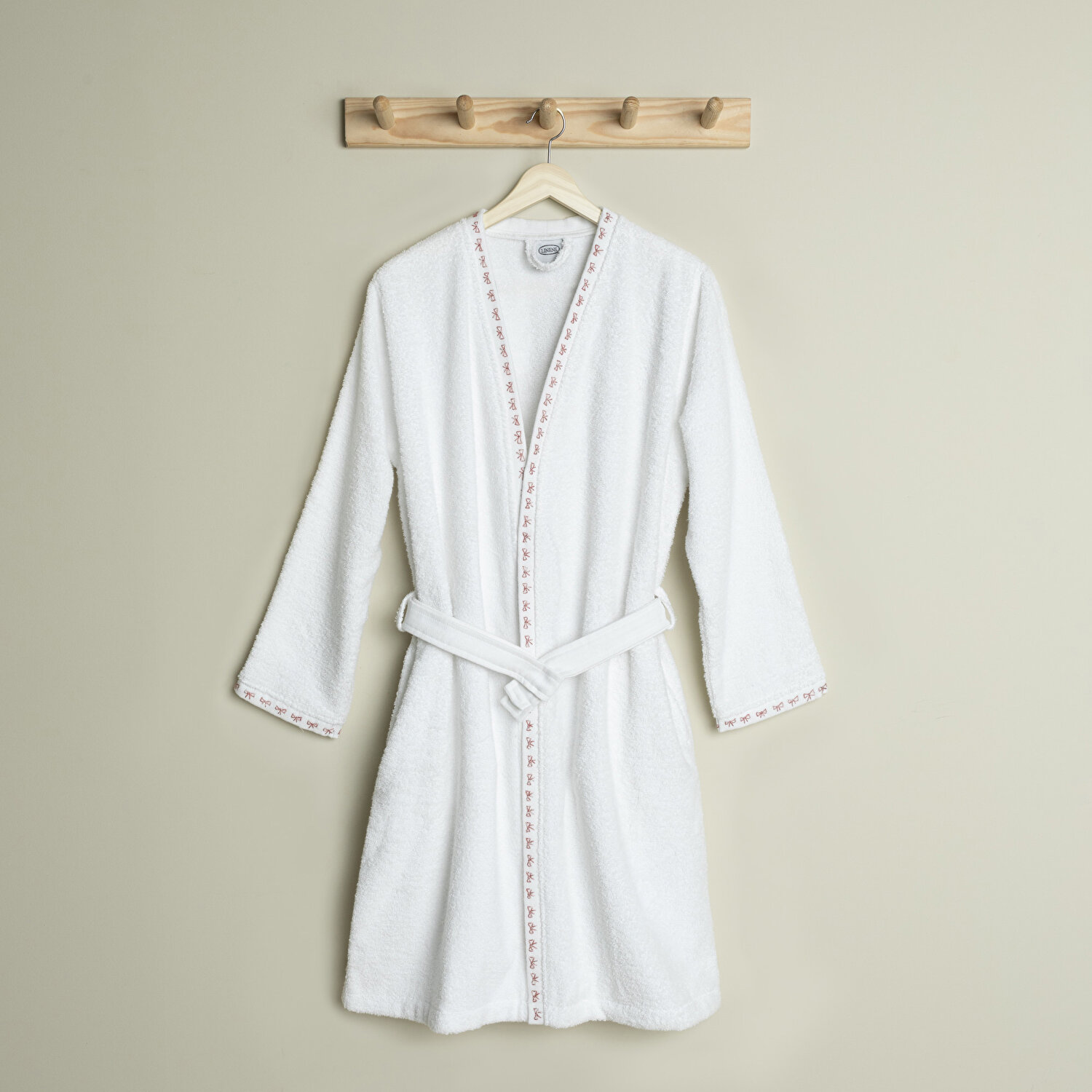 Linens Ribbon Pamuk S/M Bornoz Beyaz