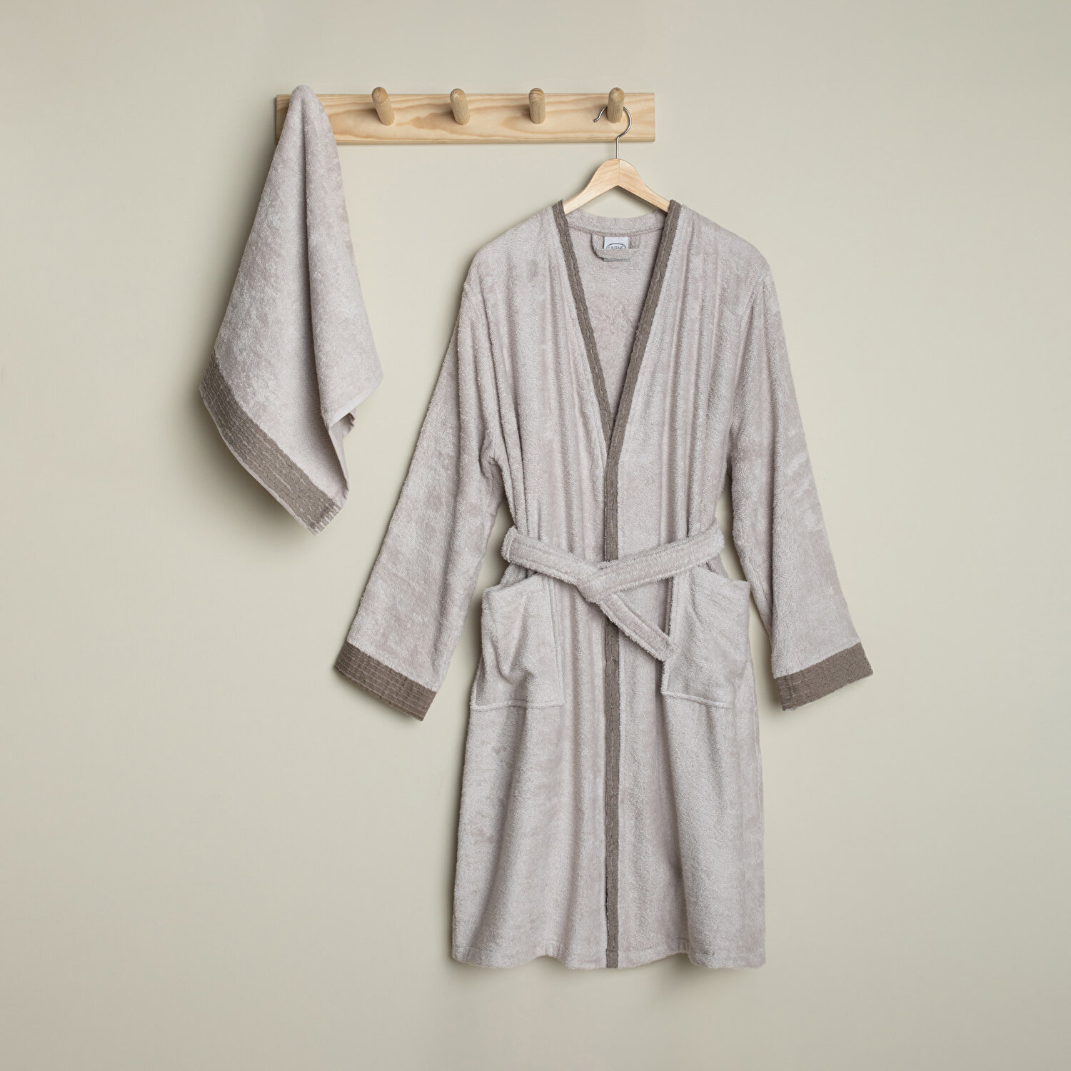 Linens Tesso Bambu L/Xl Bornoz Seti Stone