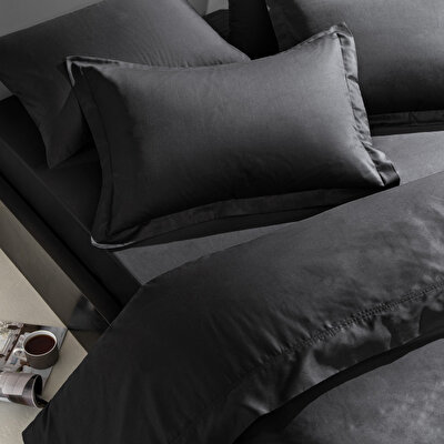 Linens Mix&Match Pamuk Saten Çift Kişilik Lastikli Çarşaf Siyah