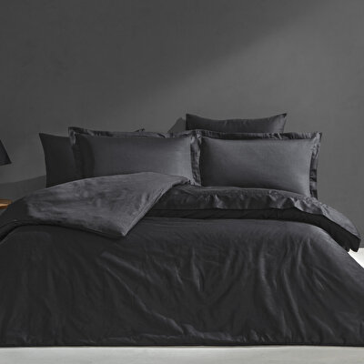 Linens Mix&Match Pamuk Saten Çift Kişilik Nevresim Kılıfı Siyah