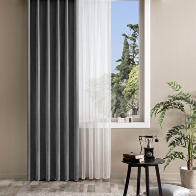 Taç Bright Hazır Fon Perde Antrasit 150x260 cm