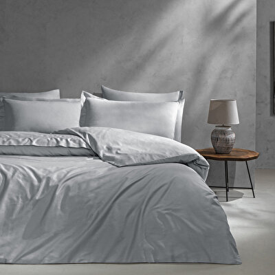 Linens Mix&Match Pamuk Saten Tek Kişilik Saten Nevresim Kılıfı Gri