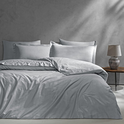 Linens Mix&Match Pamuk Saten Tek Kişilik Saten Nevresim Kılıfı Gri