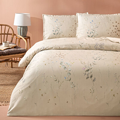 Linens Allday Owen Pamuk Saten Çift Kişilik Nevresim Takımı Bej