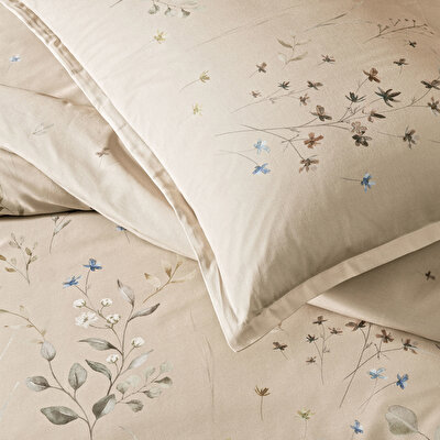 Linens Allday Owen Pamuk Saten Çift Kişilik Nevresim Takımı Bej