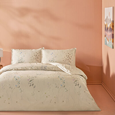 Linens Allday Owen Pamuk Saten Çift Kişilik Nevresim Takımı Bej
