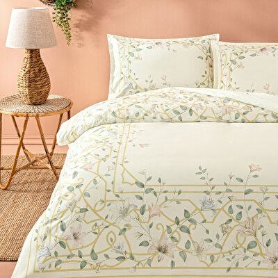Linens Allday Lukıs Pamuk Saten Çift Kişilik Nevresim Takımı Ekru