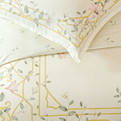 Linens Allday Lukıs Pamuk Saten Çift Kişilik Nevresim Takımı Ekru