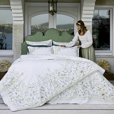 Linens Allday Lukıs Pamuk Saten Çift Kişilik Nevresim Takımı Ekru