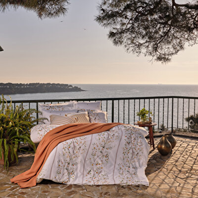 Linens Kamquat Pamuk Saten Çift Kişilik Nevresim Takımı Turuncu