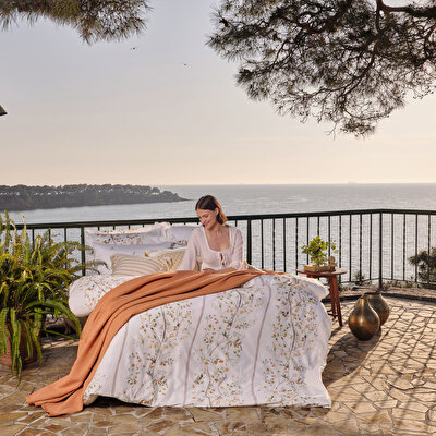 Linens Kamquat Pamuk Saten Çift Kişilik Nevresim Takımı Turuncu