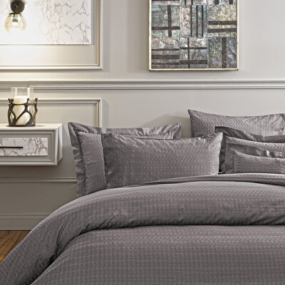 Valeron Davis Jakar Süper King Nevresim Takımı Antrasit