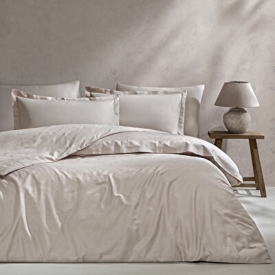 Linens Mix&Match Pamuk Saten Çift Kişilik Nevresim Kılıfı Taş
