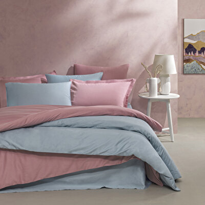 Linens Mix&Match Pamuk Saten Çift Kişilik Lastikli Çarşaf Mavi