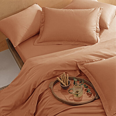 Linens Mix&Match Pamuk Saten 2'li Volanlı Yastık Kılıfı Seti Turuncu