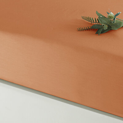 Linens Mix&Match Pamuk Saten Tek Kişilik Lastikli Çarşaf Turuncu