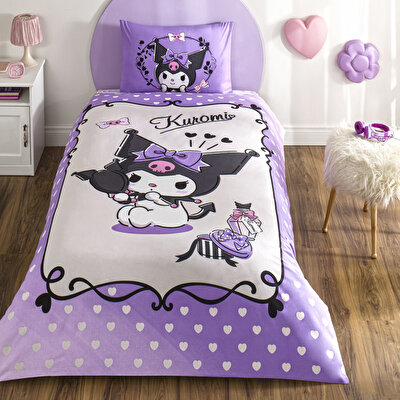 Taç Lisanslı Kuromi Tek Kişilik Pamuk Nevresim Takımı