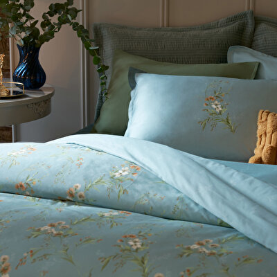 Linens Allday Luce Pamuk Saten Tek Kişilik Nevresim Takımı Mavi