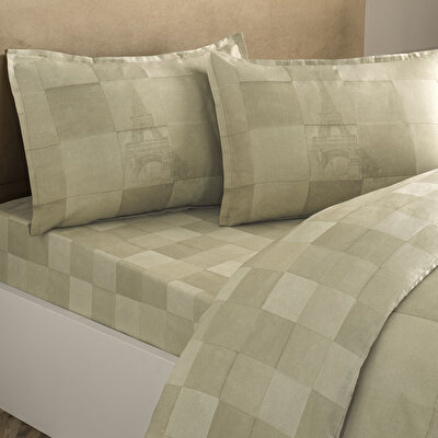 Linens Allday Pierre Pamuk Saten Çift Kişilik Nevresim Takımı Taş