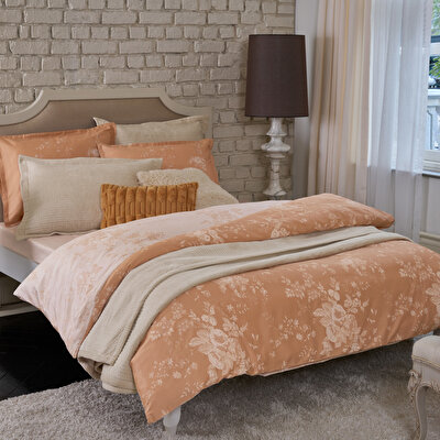 Linens Allday Preau Pamuk Saten Çift Kişilik Nevresim Takımı Somon