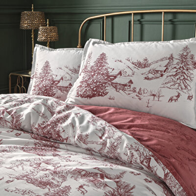 Linens Allday Chalet Pamuk Saten Tek Kişilik Nevresim Takımı Bordo