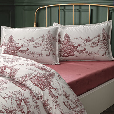 Linens Allday Chalet Pamuk Saten Tek Kişilik Nevresim Takımı Bordo