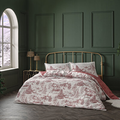 Linens Allday Chalet Pamuk Saten Tek Kişilik Nevresim Takımı Bordo