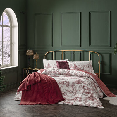 Linens Allday Chalet Pamuk Saten Tek Kişilik Nevresim Takımı Bordo