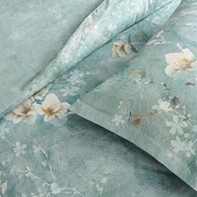 Linens Seine Pamuk Saten Çift Kişilik Nevresim Takımı Turkuaz