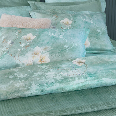 Linens Seine Pamuk Saten Çift Kişilik Nevresim Takımı Turkuaz