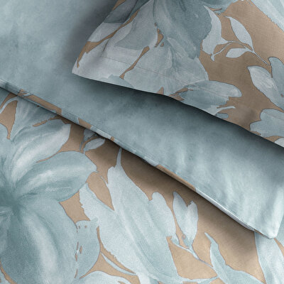 Linens Azure Pamuk Saten Çift Kişilik Nevresim Takımı Mavi