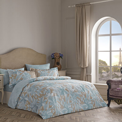 Linens Azure Pamuk Saten Çift Kişilik Nevresim Takımı Mavi