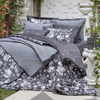 Linens Gardenia Çift Kişilik Yatak Örtüsü Seti Antrasit