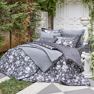 Linens Gardenia Çift Kişilik Yatak Örtüsü Seti Antrasit