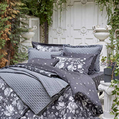 Linens Gardenia Çift Kişilik Yatak Örtüsü Seti Antrasit