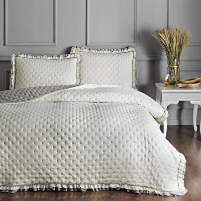 Linens Scarlett Çift Kişilik Yatak Örtüsü Seti Taş
