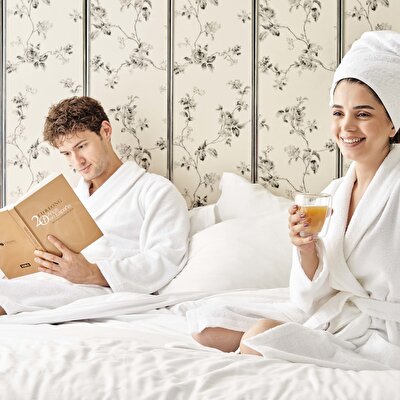 Linens Soft Pamuk Bornoz Beyaz L