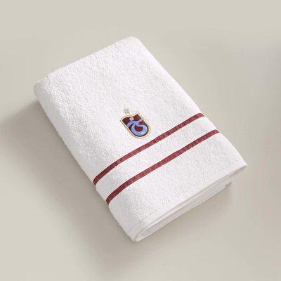 Taç Lisanslı Trabzonspor Arma Pamuk 70x140 cm Banyo Havlusu Beyaz