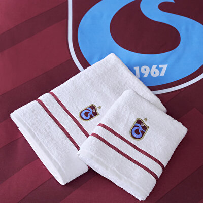 Taç Lisanslı Trabzonspor Arma Pamuk 70x140 cm Banyo Havlusu Beyaz