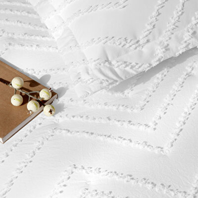 Linens Borneo Tek Kişilik Yatak Örtüsü Seti Beyaz