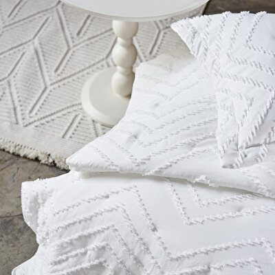 Linens Borneo Tek Kişilik Yatak Örtüsü Seti Beyaz