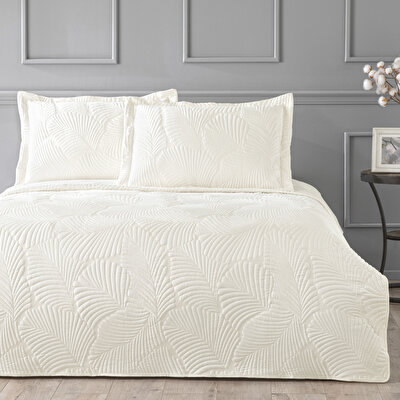Linens Leaf Tek Kişilik Yatak Örtüsü Seti Ekru