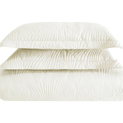 Linens Leaf Tek Kişilik Yatak Örtüsü Seti Ekru