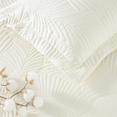 Linens Leaf Tek Kişilik Yatak Örtüsü Seti Ekru