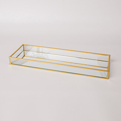 Linens Laveta 40x14x3,5 cm Dekoratif Tepsi Gold