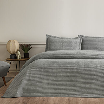 Linens Velona Çift Kişilik Yatak Örtüsü Seti Gri