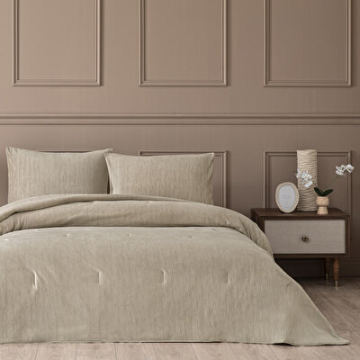 Linens Solven Çift Kişilik Yatak Örtüsü Seti Bej